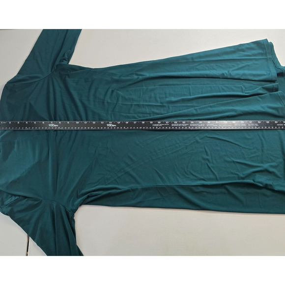 Lark & Ro Dress Women's L Green Long Bell Sleeve Ruffles Fit & Flare - Picture 7 of 16